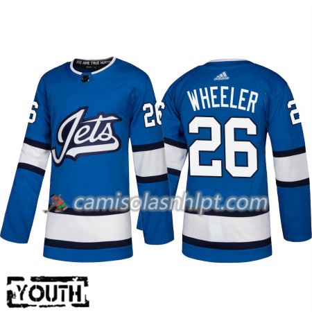 Camisola Winnipeg Jets Blake Wheeler 26 Adidas 2018-2019 Alternate Authentic - Criança